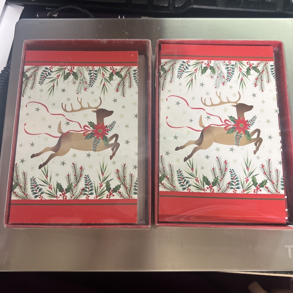 (2) Momentum Christmas Cards Boxes of 20 with 5 Designs Santa Reindeer Snowman